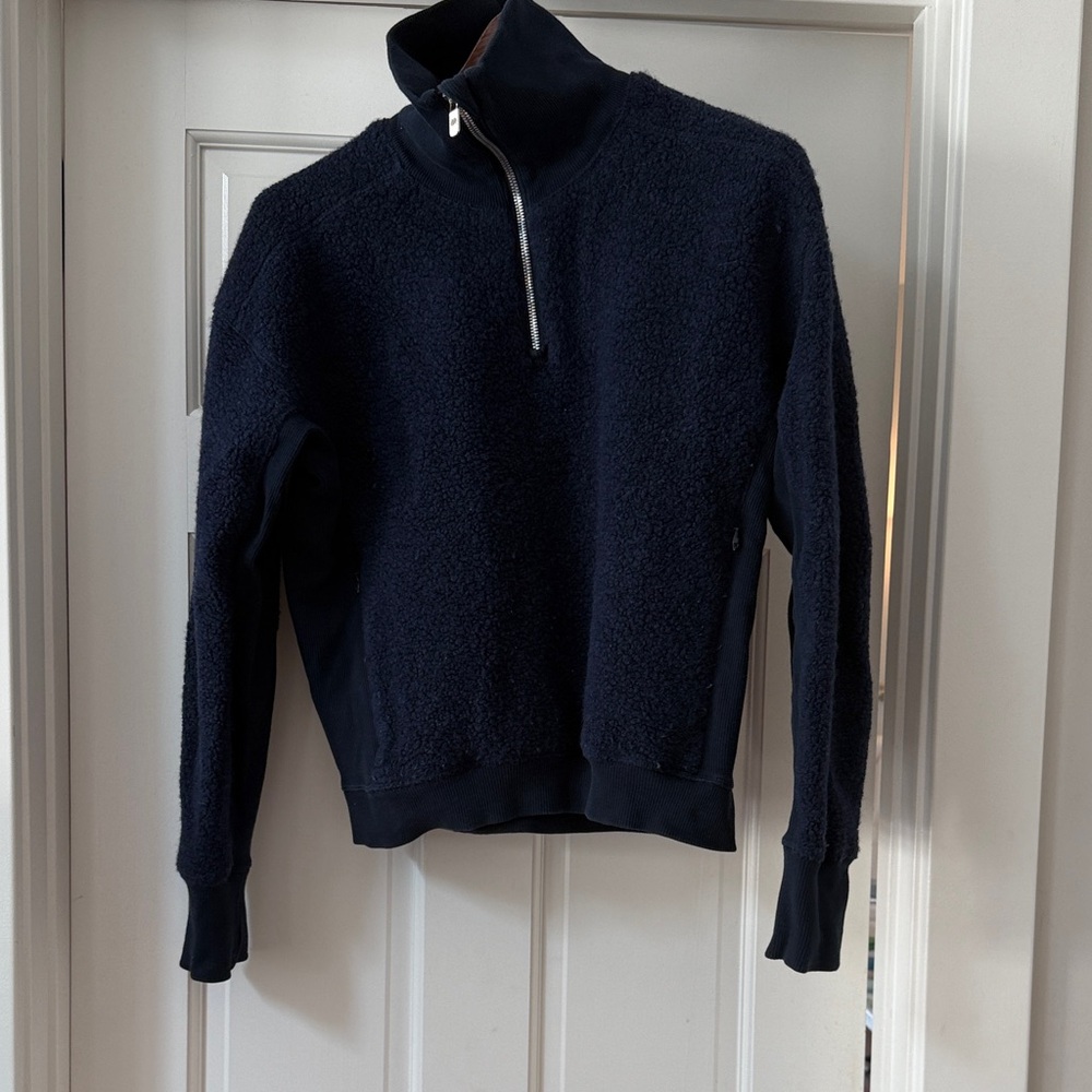 lululemon athletica Navy Blue Textured Half-Zip Sweater